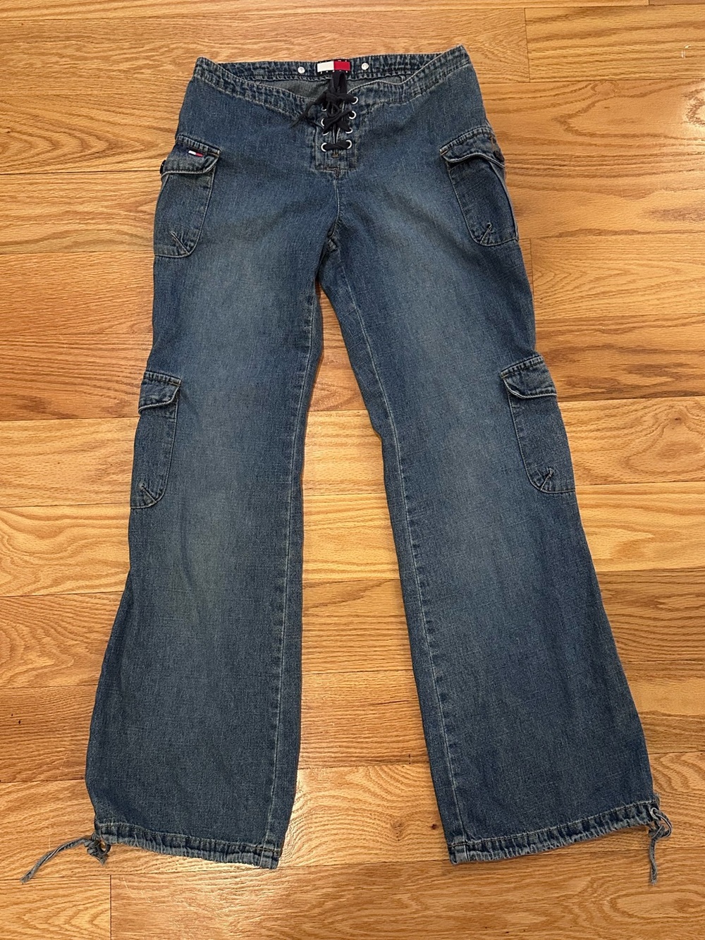 Vintage Tommy Girl cargo wide leg low rise Y2K jeans